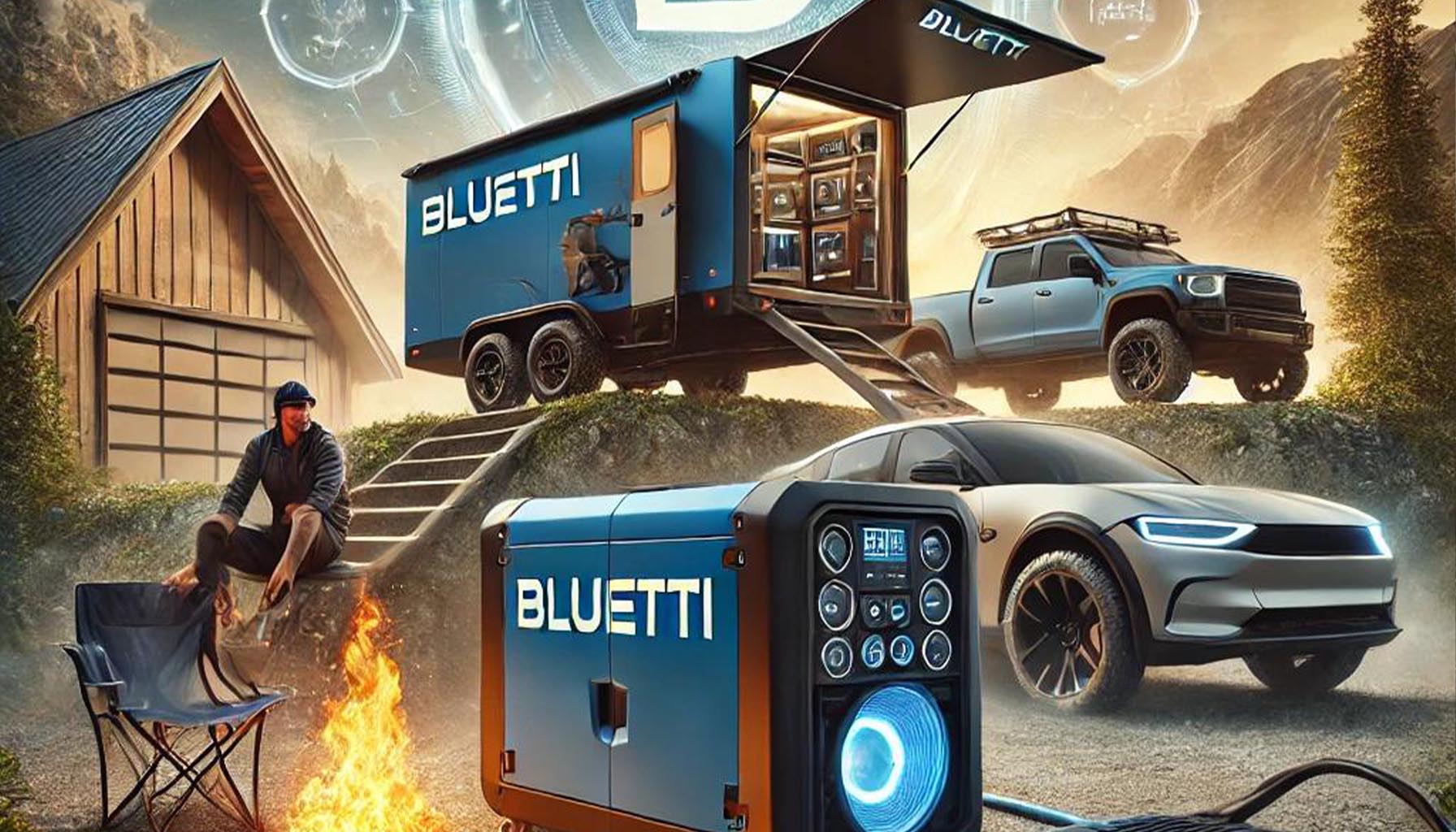 A Bluetti solar generator in an outdoor setting, providing clean energy.